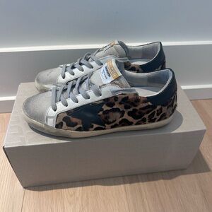Golden Goose Leopard Print Sneakers - Gray and Black